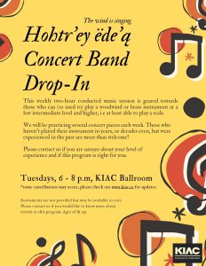 Full poster for the Hohtr’ey ëde’ą Concert Band Drop-In