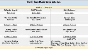 Dawson City Honky Tonk Music Camp schedule